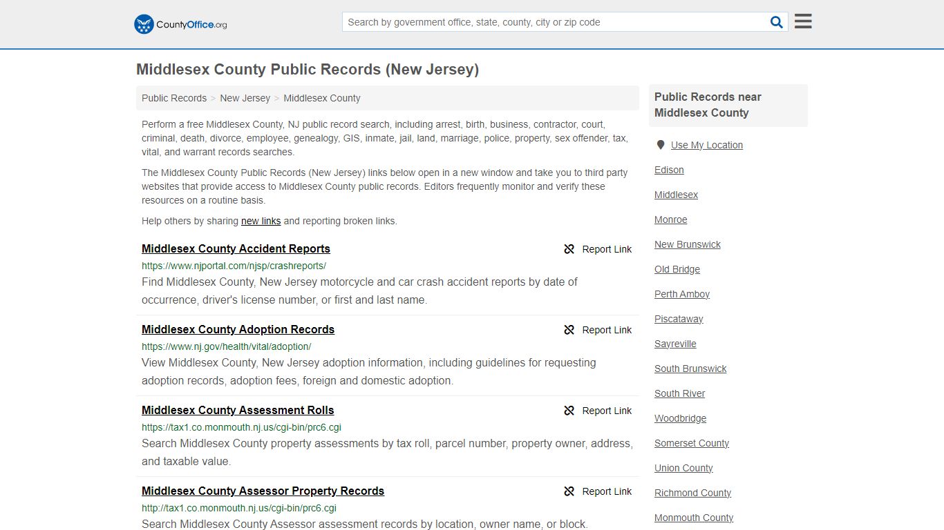 Middlesex County Public Records (New Jersey) - County Office